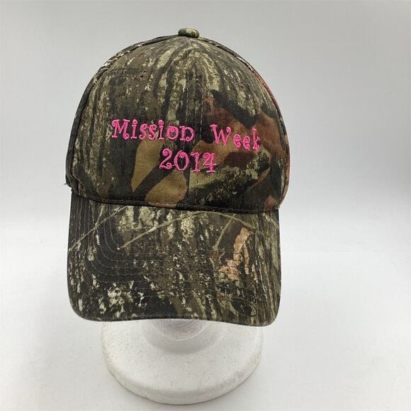 Camo Cap Pink Embroidery Adjustable Unisex Hat - Picture 1 of 8